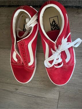 Vans Red and White Old Skool Sneakers